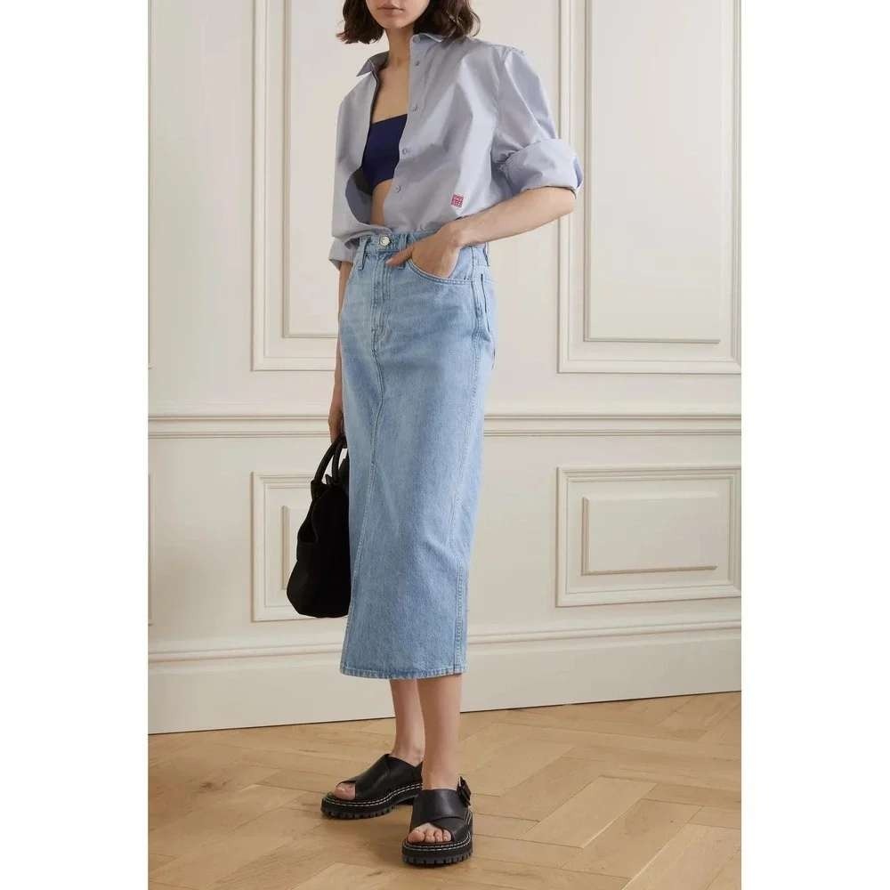 FRAME‎ Denim Le Italien Maxi Length Light Wash Denim Skirt Size 33